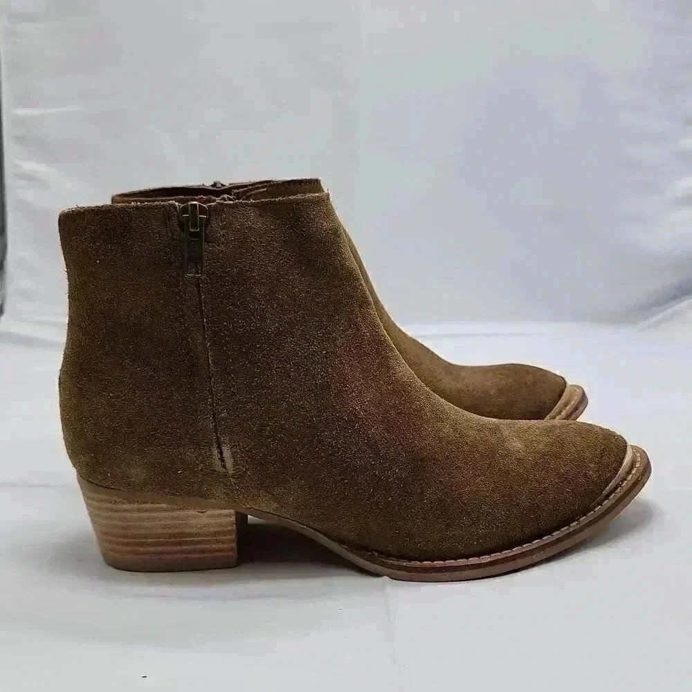 Diba True Womens Start Line Zippered Casual Ankle Low Suede Boots Brown Size 8.5